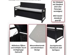 MCW Sitzbänke^Poly-Rattan 3er Sitzbank F39 Kissen