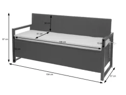 MCW Sitzbänke^Poly-Rattan 3er Sitzbank F39 Kissen