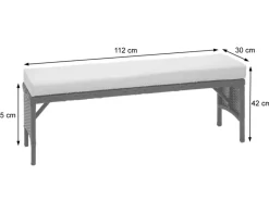 MCW Sitzbänke^Poly-Rattan Sitzbank G16 Kissen Dunkel
