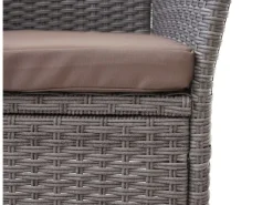 MCW Poly-Rattan Sitzbank mit Tisch E24 Kissen Creme