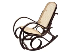 MCW Sessel^Schaukelstuhl Gallarate Rattan Walnuss-Optik