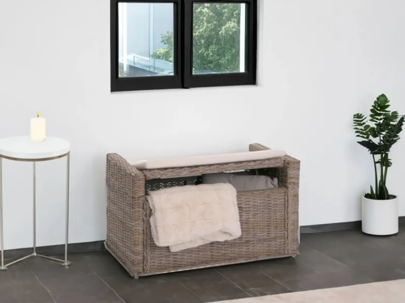 MCW Sitzbänke|Garderoben^Sitzbank Genua Rattan Staufach