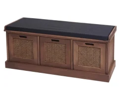 MCW Sitzbänke|Garderoben^Sitzbank J49 Aufbewahrungsboxen 47x110x40cm Polster Schwarz