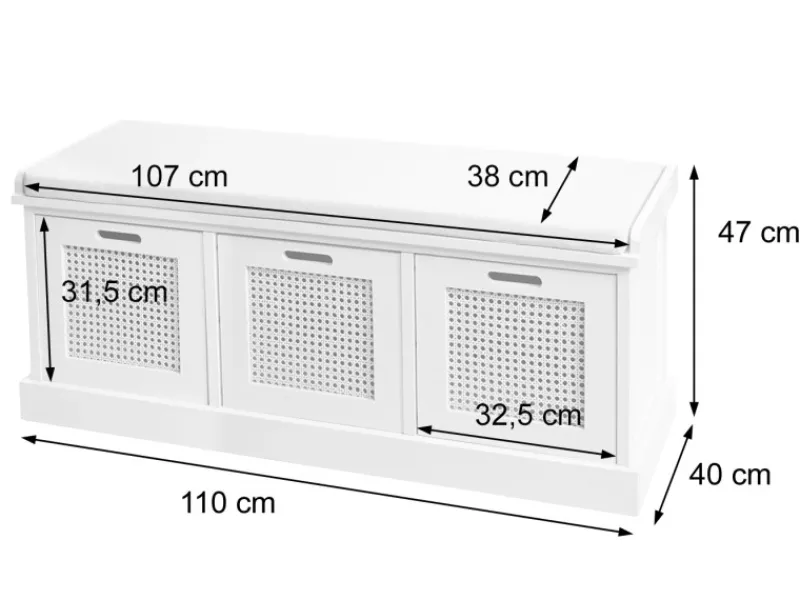 MCW Sitzbänke|Garderoben^Sitzbank J49 Aufbewahrungsboxen 47x110x40cm Polster Schwarz