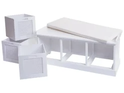 MCW Sitzbank J49 Aufbewahrungsboxen 47x110x40cm Polster Creme-