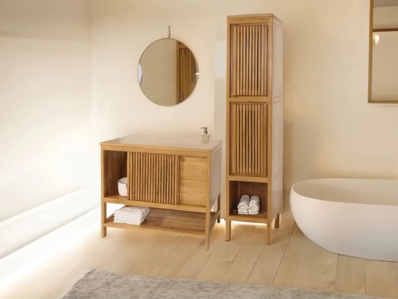 MCW Weitere Regale^Teak-Hochschrank M70 2 Türen 5 Fächer