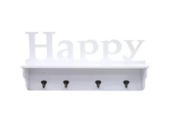 MCW Wandgarderobe D41 Happy 4 Haken Weiß
