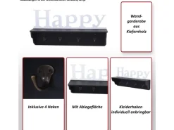 MCW Wandgarderobe D41 Happy 4 Haken Weiß