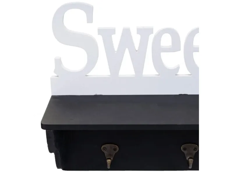 MCW Wandgarderobe D41 Sweet Home 4 Haken Schwarz/weiß