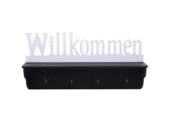 MCW Wandgarderobe D41 Willkommen 4 Haken Schwarz/weiß