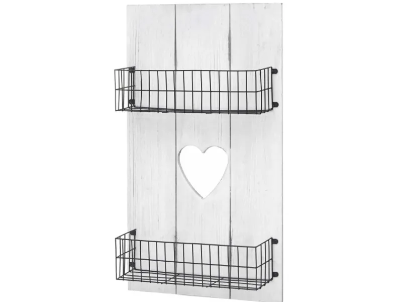 MCW Wandregal D42 Massivholz 70x40x10cm Weiß Shabby