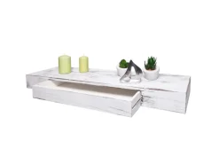 MCW Vasen|Schweberegale^Wandregal H37 Schublade 8x80x25cm Weiß Shabby