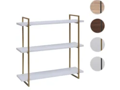 MCW Wandregal K78 60x60x18cm Weiß Metall Gold