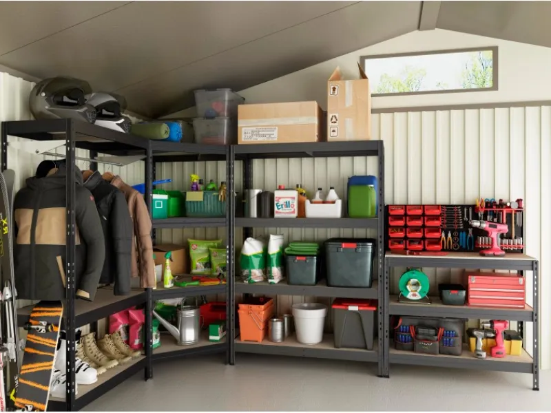 AR Shelving Metall-Eck-Schwerlast-Steckregal Rivet Anthrazit 180 cm x 90 cm x 45 cm x 65 cm