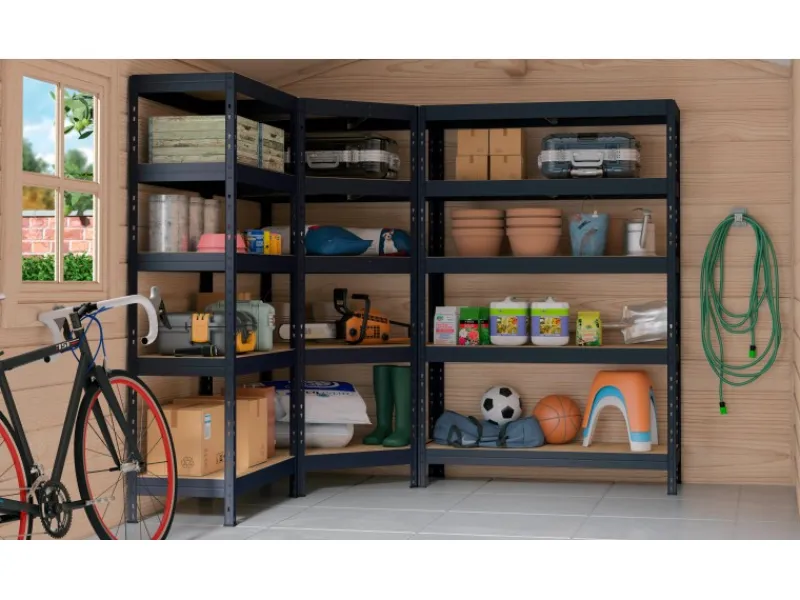 AR Shelving Metall-Eck-Schwerlast-Steckregal Rivet Anthrazit 180 cm x 90 cm x 45 cm x 65 cm