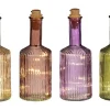 Mica Decorations Kerzen^Flasche Braun Grün Lila Hellbraun LED Ø 8 cm Farbsortiert