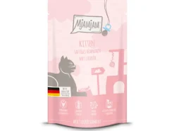 Mjamjam Nassfutter Quetschie Katzen Saftiges Hühnchen mit Lachsöl 125 g