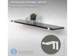ML-Design Schweberegale^4 Stück Regalhalterung 25x4x14,5 cm Weiß aus Metall 10 Zoll L-Form