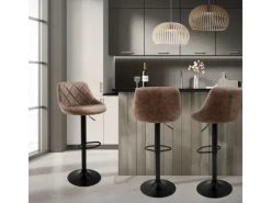 ML-Design Barhocker 4Er Set aus Kunstleder Braun Gepolsterter Stuhl