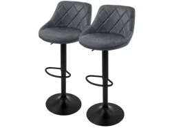 ML-Design Hocker^Barhocker 2Er Set Kunstleder Anthrazit mit Rückenlehne und Fußstütze