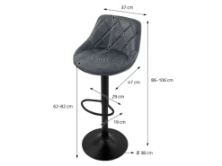 ML-Design Hocker^Barhocker 2Er Set Kunstleder Anthrazit mit Rückenlehne und Fußstütze