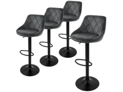 ML-Design Hocker^Barhocker 4Er Set aus Samt Grau mit Rückenlehne Drehbar