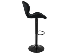 ML-Design Barhocker 2Er Set Samt Schwarz Gepolsterter Barstuhl mit Rückenlehne