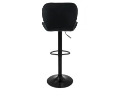 ML-Design Barhocker 2Er Set Samt Schwarz Gepolsterter Barstuhl mit Rückenlehne