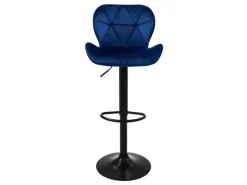 ML-Design Hocker^Barhocker 2Er Set aus Samt Blau mit Rückenlehne und Fußstütze