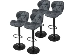 ML-Design Barhocker 4Er Set Kunstleder Anthrazit Rückenlehne Drehbar