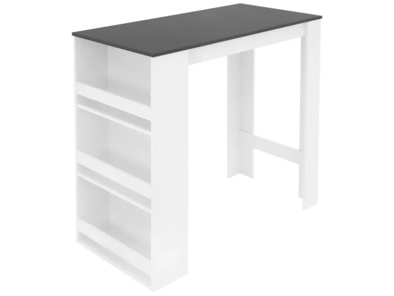 ML-Design Bartisch mit 3-Stufigem Regal Weiß-Anthrazit 117x106x57 cm Stehtisch