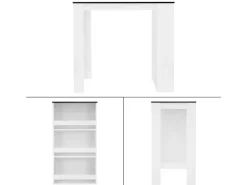 ML-Design Bartisch mit 3-Stufigem Regal Weiß-Anthrazit 117x106x57 cm Stehtisch