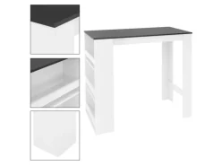 ML-Design Bartisch mit 3-Stufigem Regal Weiß-Anthrazit 117x106x57 cm Stehtisch