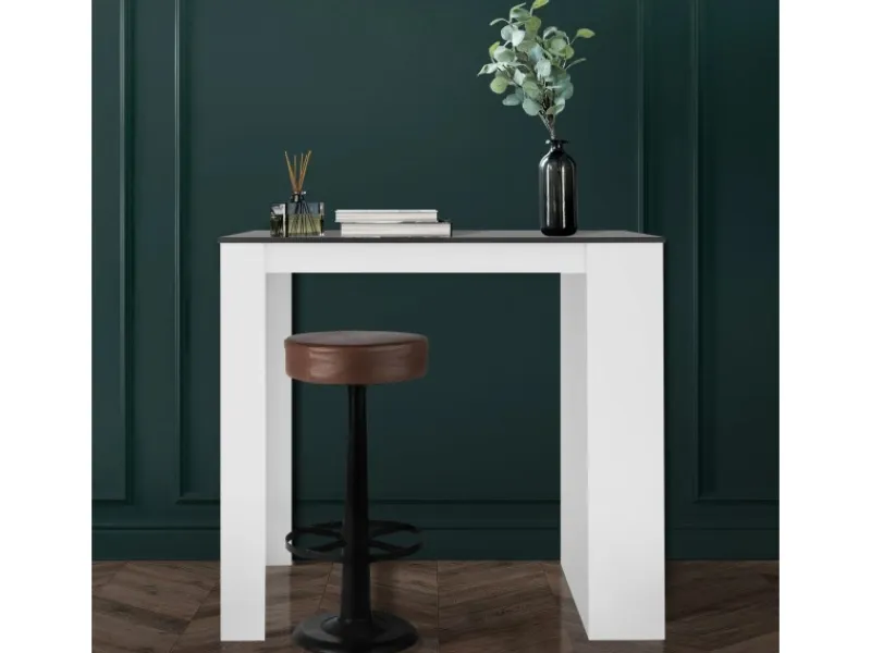 ML-Design Bartisch mit 3-Stufigem Regal Weiß-Anthrazit 117x106x57 cm Stehtisch