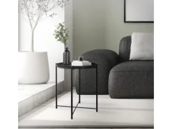 ML-Design Tische^Beistelltisch Rund 45xH52cm mit Abnehmbarem Tablett aus Metall Schwarz