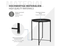 ML-Design Tische^Beistelltisch Rund 45xH52cm mit Abnehmbarem Tablett aus Metall Schwarz