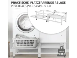 ML-Design Regal Weiß^Doppel Waschmaschinen-Untergestell 2 Ausziehbaren Ablagen Weiß Stahl