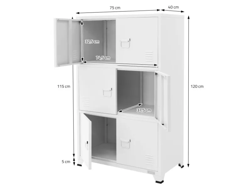 ML-Design 4Er Set Aktenschrank 75x40x120 cm Stahl Freistehend
