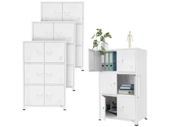 ML-Design 4Er Set Aktenschrank 75x40x120 cm Stahl Freistehend