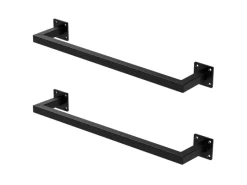 ML-Design 2Er Set Kleiderstange Rechteck für die Wand 12x60 cm Schwarz aus Stahl