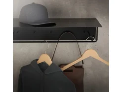 ML-Design Garderoben^2Er Set Wandgarderobe mit Hakenleiste Kleiderstange 60x30x15cm Schwarz