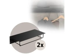 ML-Design Garderoben^2Er Set Wandgarderobe mit Hakenleiste Kleiderstange 60x30x15cm Schwarz