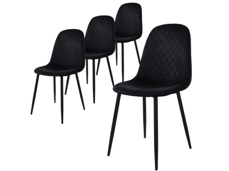 ML-Design Stühle^Esszimmerstühle 4er Set Schwarz Küchenstuhl mit Samtbezug