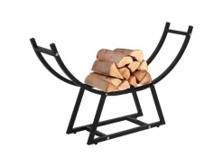 ML-Design Kaminholzregal 55 x 94 x 21 cm Schwarz Metall Innen/Außen U-förmiges