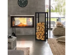 ML-Design Kaminholzregal 40x100x25cm Rechteckig Schwarz aus Metall Innen/Außen