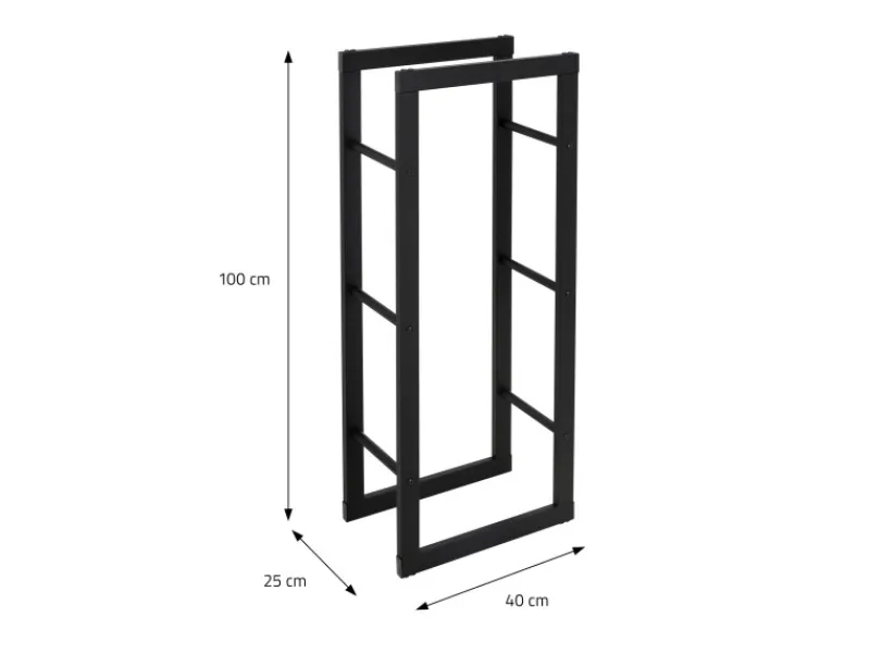 ML-Design Kaminholzregal 40x100x25cm Rechteckig Schwarz aus Metall Innen/Außen