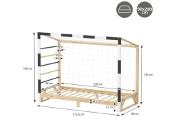 ML-Design Betten^Kinderbett Fußballtor 90x200 cm Schwarz-Weiß Kiefernholz