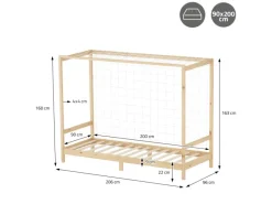 ML-Design Kinderbett Fußballtor 90x200 cm Natur Kiefernholz Massiv