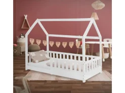 ML-Design Kinderbett 80x160 cm mit Rausfallschutz Dach Lattenrost