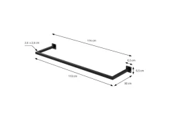 ML-Design Garderoben^Kleiderstange Rechteck für Wand T30cmxB110cm Schwarz aus Stahl U-Form